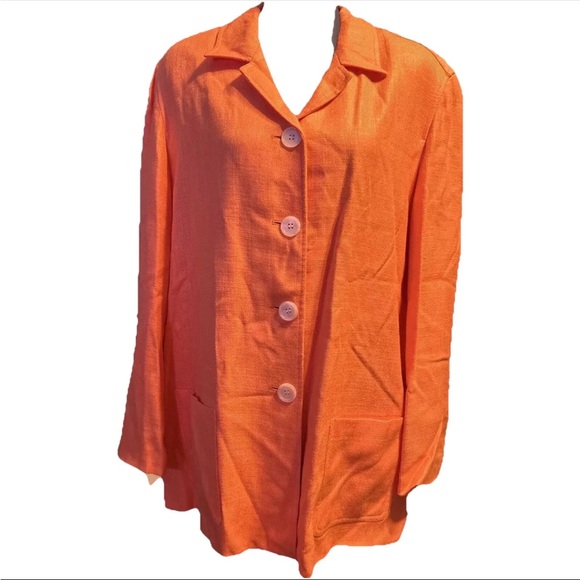 Vintage Susan Bristol  Rayon  Orange Button-Up Jacket 1980’s - Picture 1 of 4